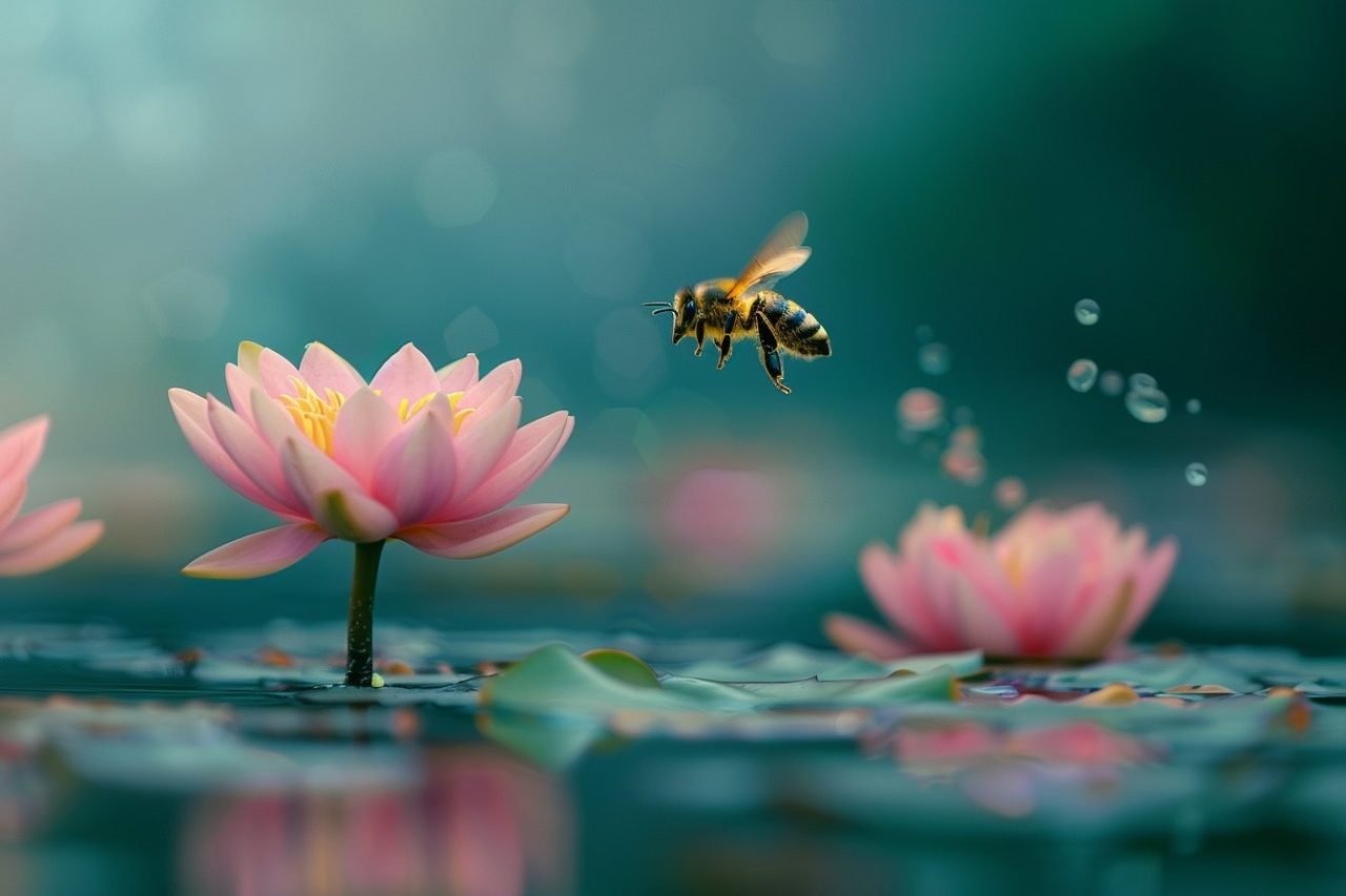 wildlife photography of bee