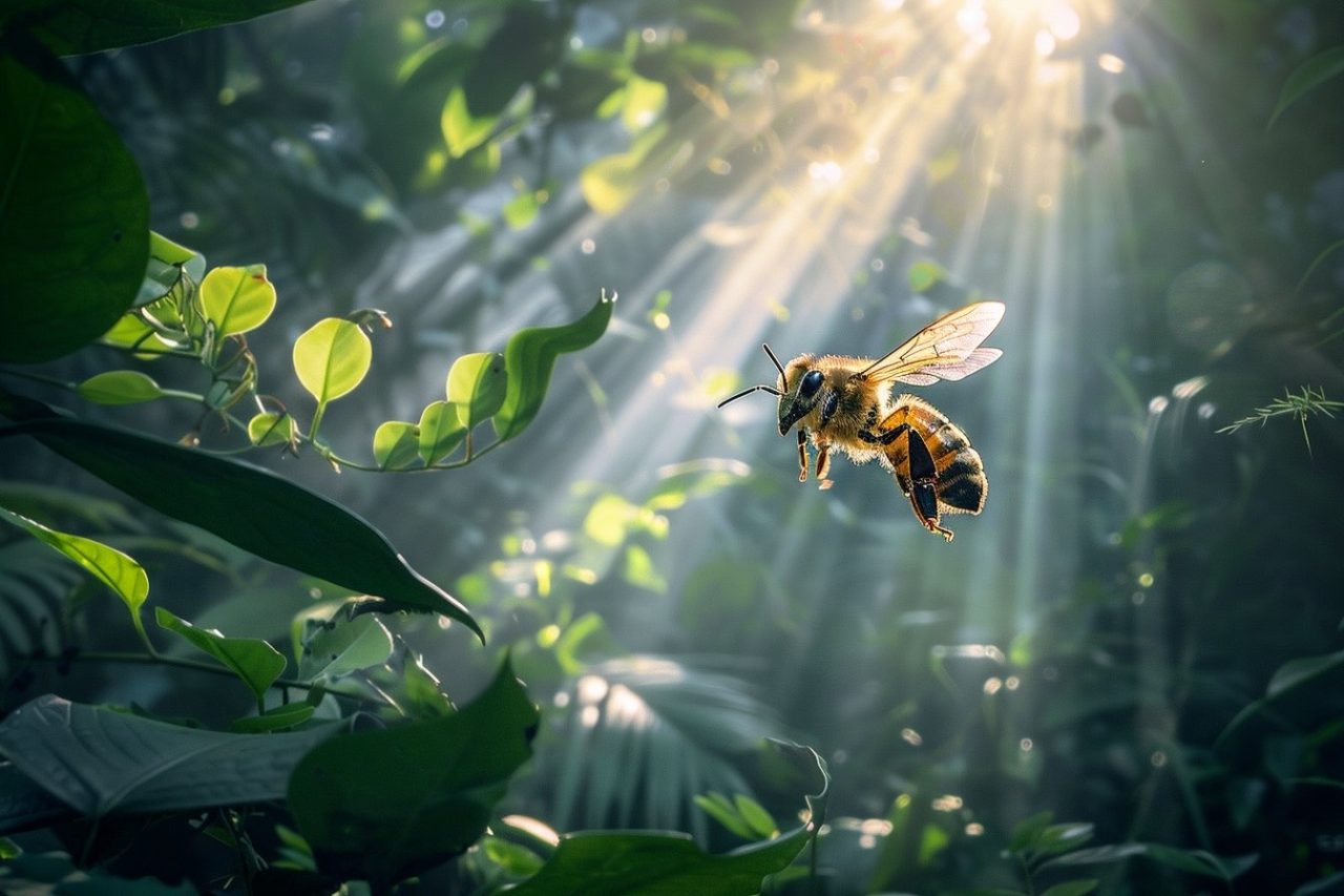 wildlife photography of bee