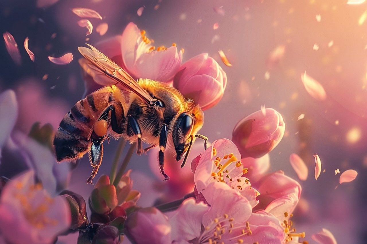wildlife photography of bee