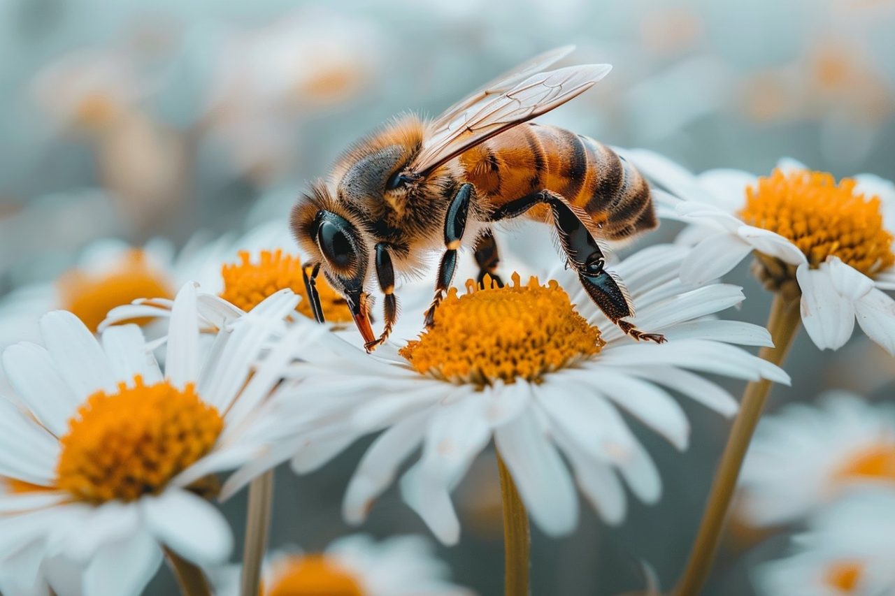 wildlife photography of bee
