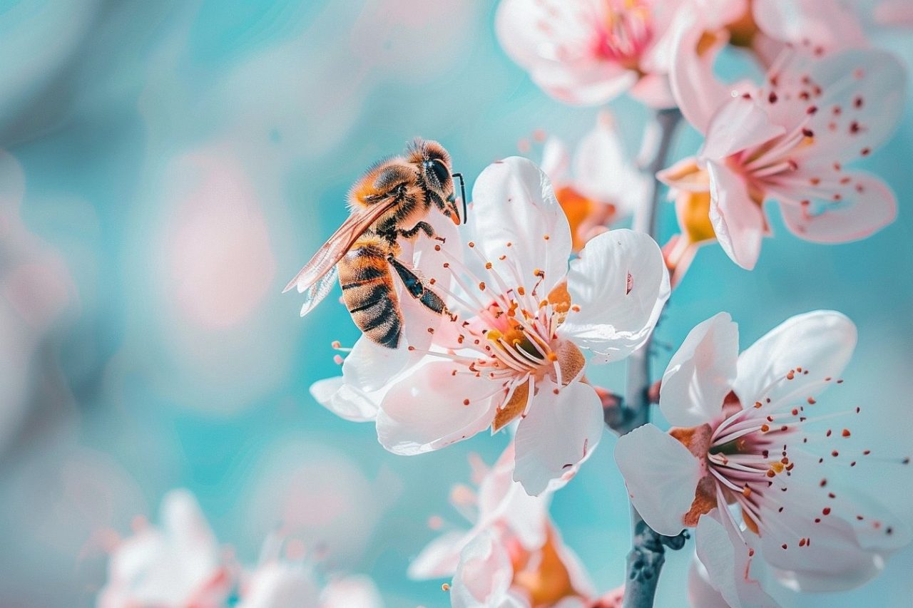 wildlife photography of bee