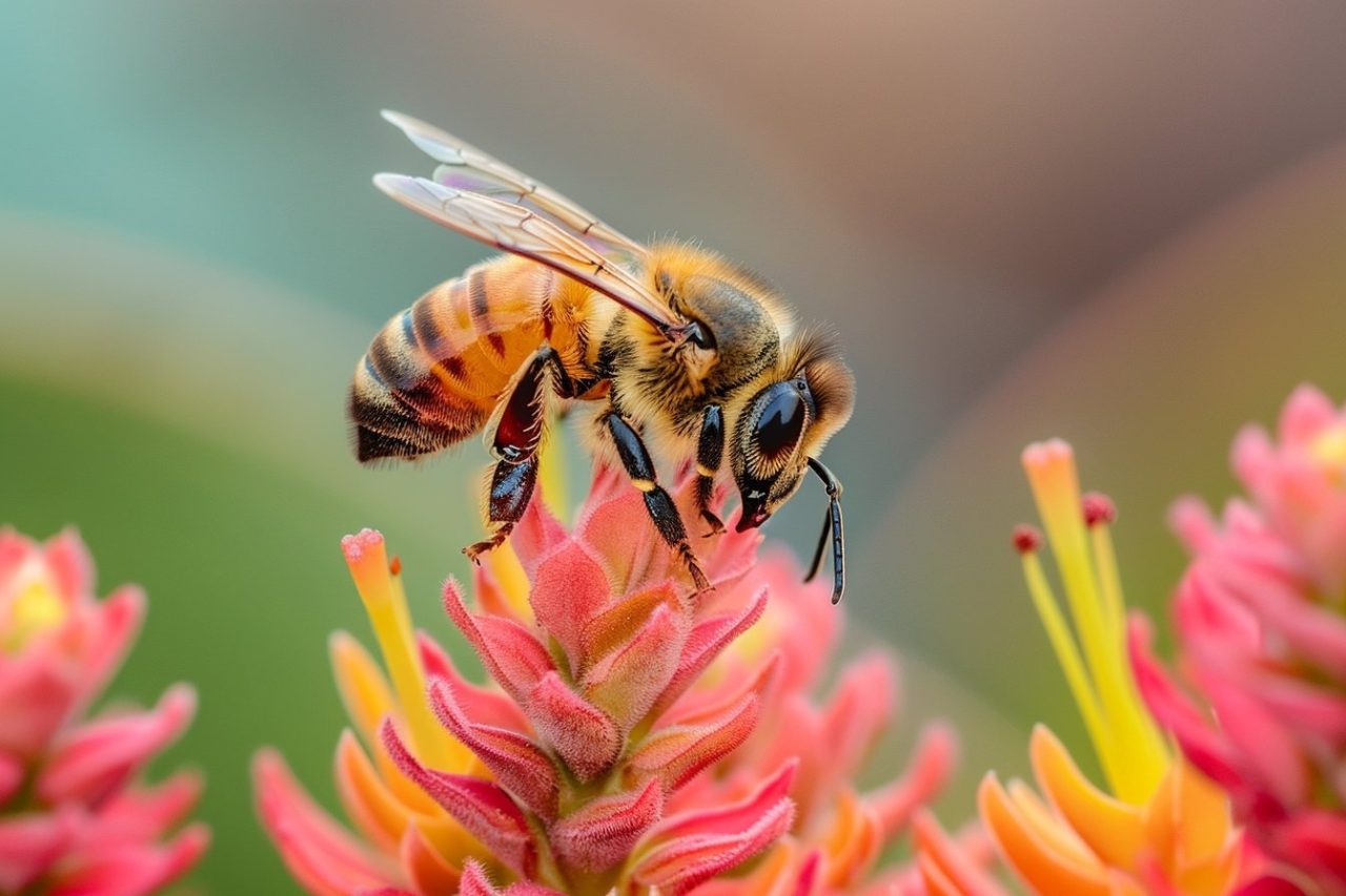 wildlife photography of bee