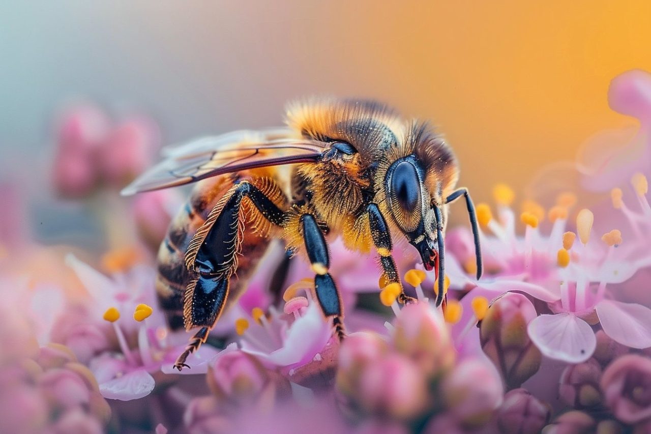 wildlife photography of bee