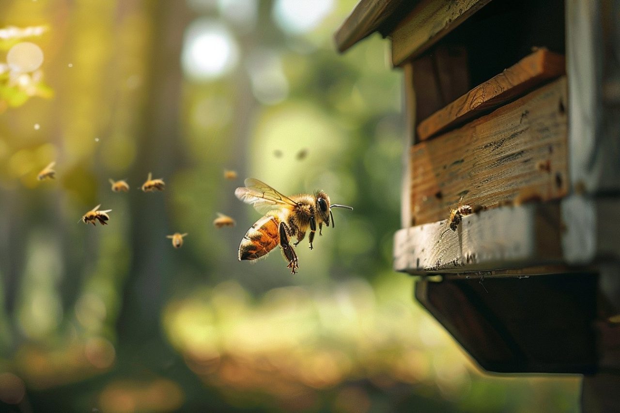 wildlife photography of bee